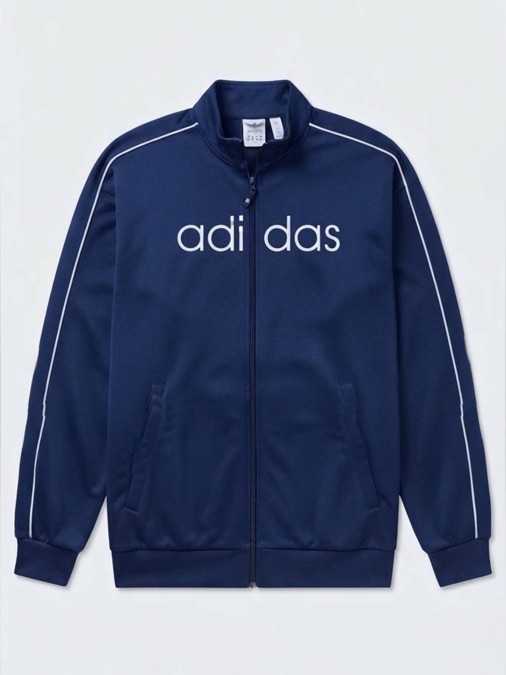 Adidas Navy Blue Full-Zip Sports Jacket with White Logo